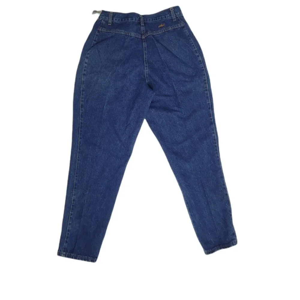 NEW VINTAGE 80s jeans Chic Virginia high rise yoke pleated ankle‎ blue 8
